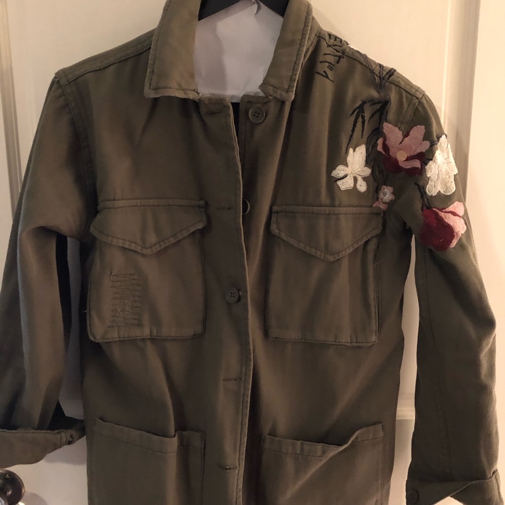 Topshop embroidered army jacket